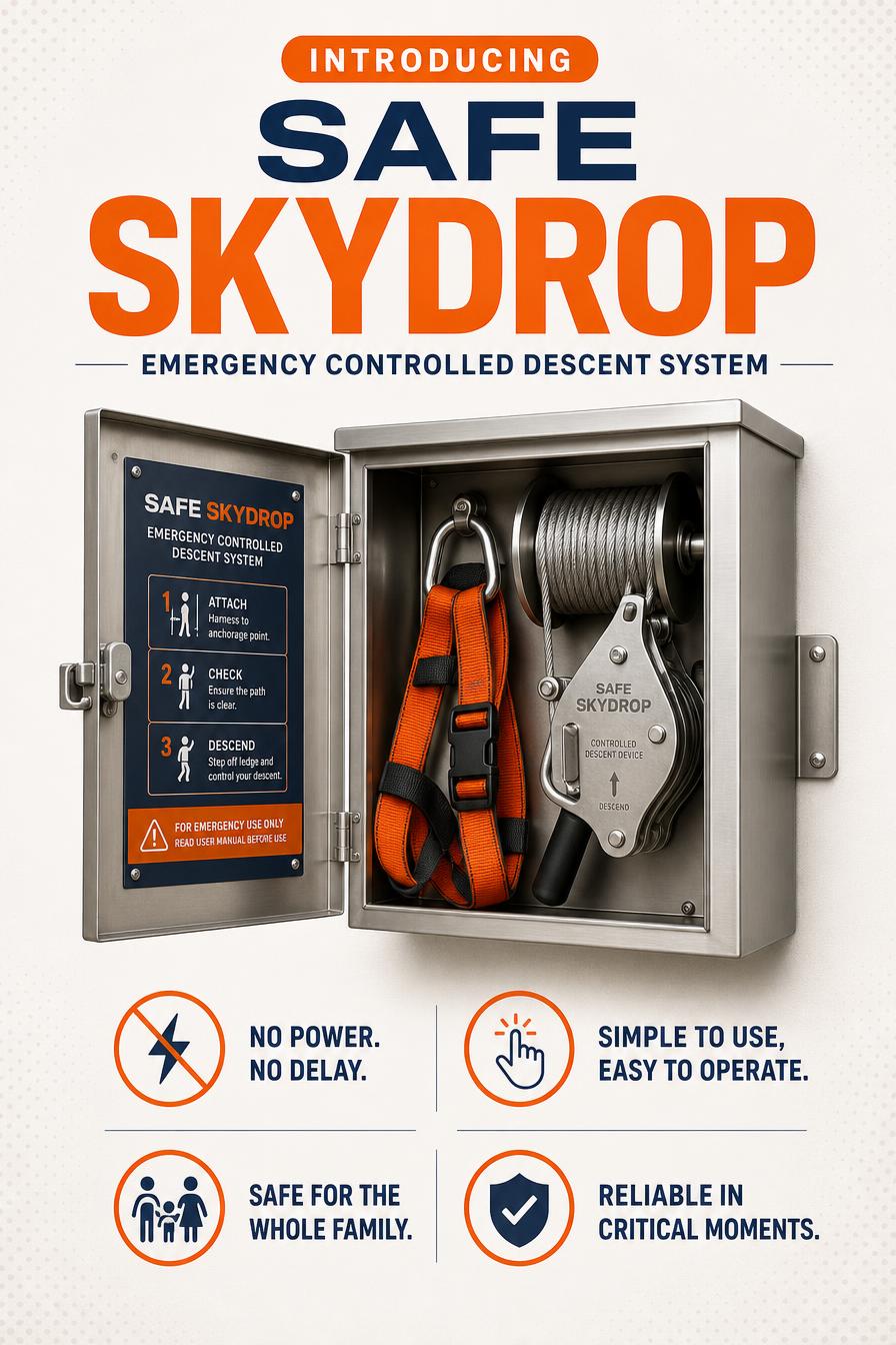Introducing Safe Skydrop emergency controlled descent system poster